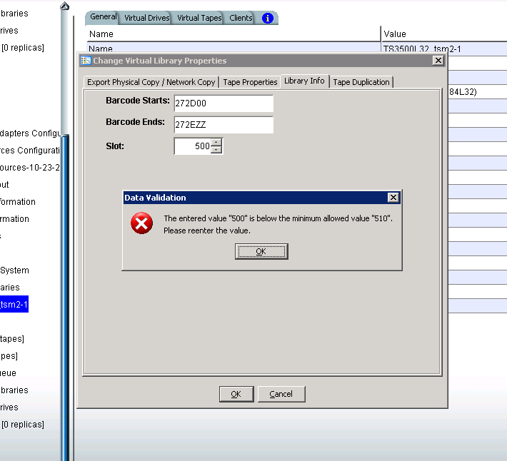 Slot-Amount Property of a Virtual Tape Library