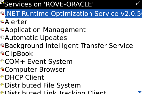 Picture 4: Viewing services.msc on a BlackBerry