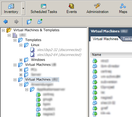 VI Client - Disconnected templates